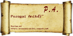 Pozsgai Anikó névjegykártya